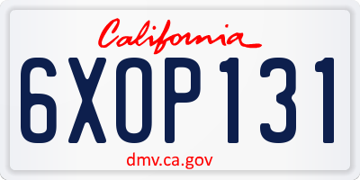 CA license plate 6XOP131