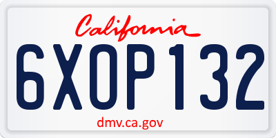 CA license plate 6XOP132