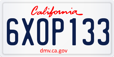 CA license plate 6XOP133
