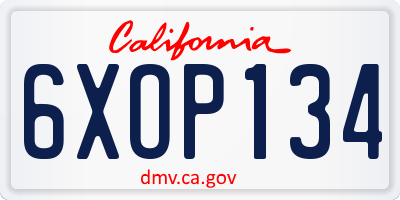 CA license plate 6XOP134