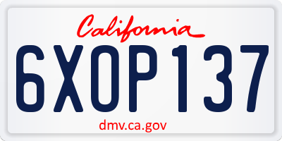 CA license plate 6XOP137