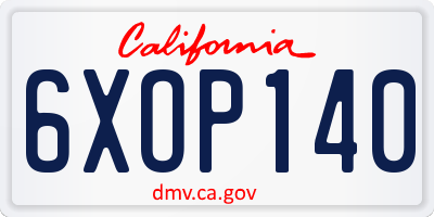 CA license plate 6XOP140