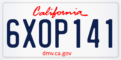 CA license plate 6XOP141