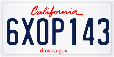 CA license plate 6XOP143