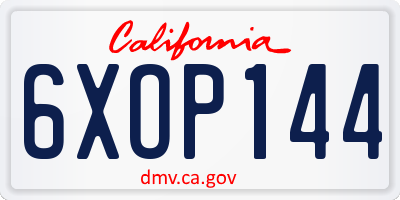CA license plate 6XOP144