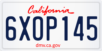 CA license plate 6XOP145