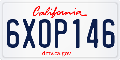 CA license plate 6XOP146