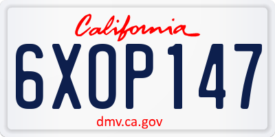 CA license plate 6XOP147