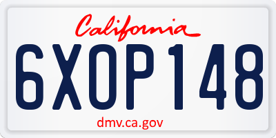 CA license plate 6XOP148