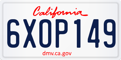 CA license plate 6XOP149
