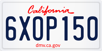 CA license plate 6XOP150