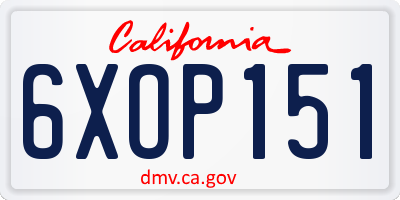 CA license plate 6XOP151