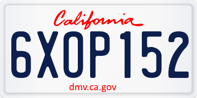 CA license plate 6XOP152