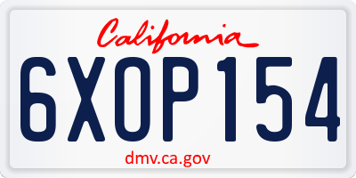 CA license plate 6XOP154
