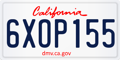 CA license plate 6XOP155