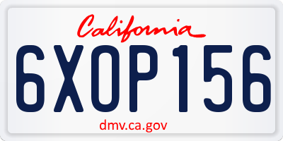 CA license plate 6XOP156