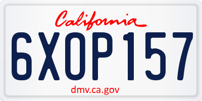 CA license plate 6XOP157