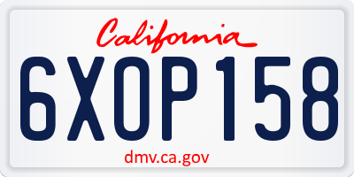 CA license plate 6XOP158