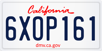 CA license plate 6XOP161