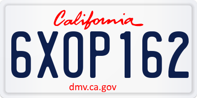 CA license plate 6XOP162