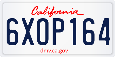 CA license plate 6XOP164
