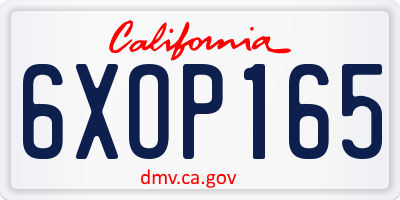 CA license plate 6XOP165