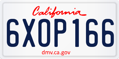 CA license plate 6XOP166