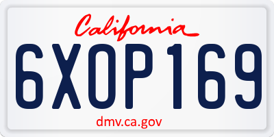 CA license plate 6XOP169