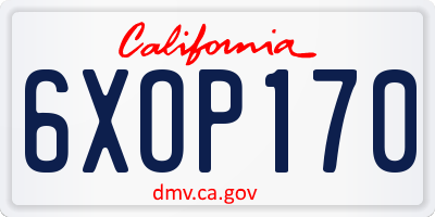 CA license plate 6XOP170