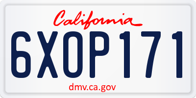 CA license plate 6XOP171