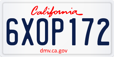 CA license plate 6XOP172