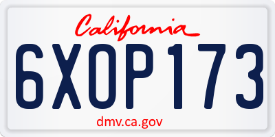 CA license plate 6XOP173