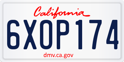 CA license plate 6XOP174