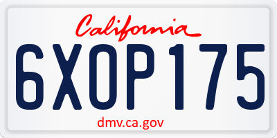 CA license plate 6XOP175