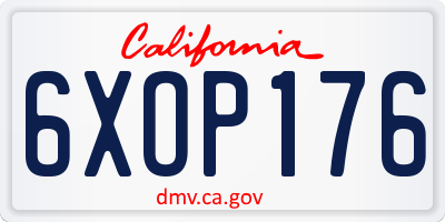 CA license plate 6XOP176