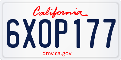 CA license plate 6XOP177