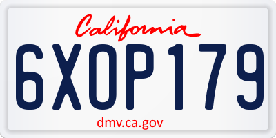 CA license plate 6XOP179