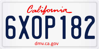 CA license plate 6XOP182
