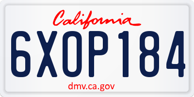 CA license plate 6XOP184