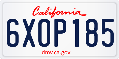 CA license plate 6XOP185