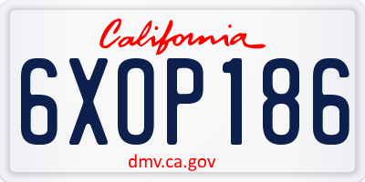 CA license plate 6XOP186