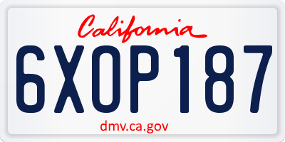 CA license plate 6XOP187