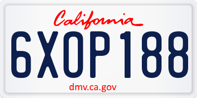 CA license plate 6XOP188