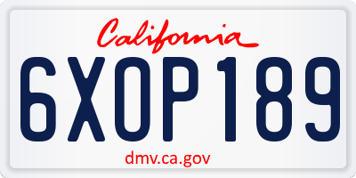 CA license plate 6XOP189