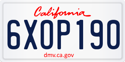 CA license plate 6XOP190