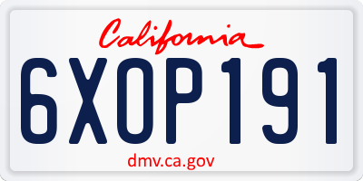 CA license plate 6XOP191