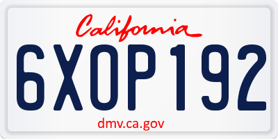 CA license plate 6XOP192