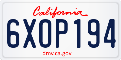 CA license plate 6XOP194