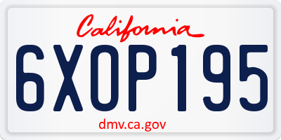 CA license plate 6XOP195