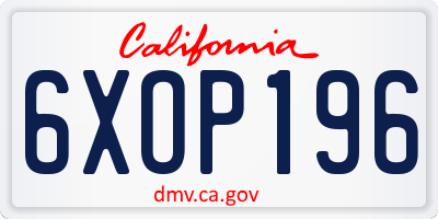 CA license plate 6XOP196